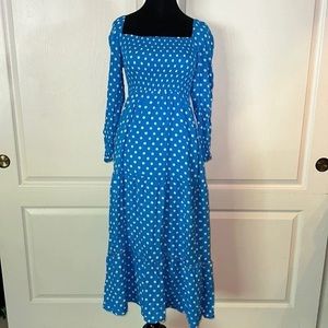 Anthropologie Dolan Left Coast Laney Polka Dot Maxi Dress In Blue Size S beach